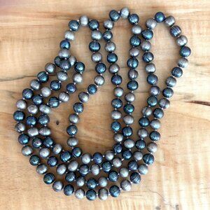 Knotted Freshwater Pearl Necklace Continuous 48"